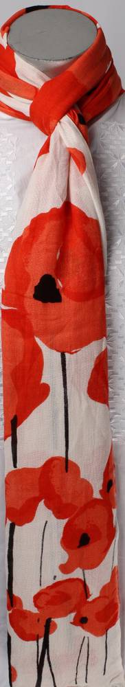 Red poppy printed scarf viscose Style: SC/POPPY/RED